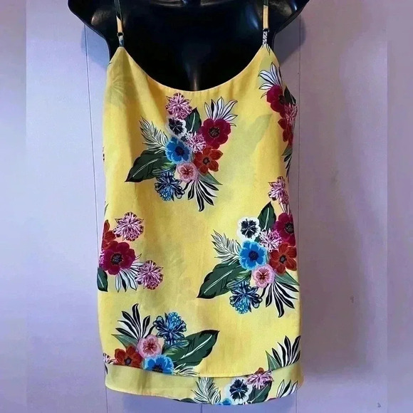 Zac & Rachel Layered Tropical Hawaiian A Line Swing Tank Blouse Womens Sz M - Picture 3 of 5